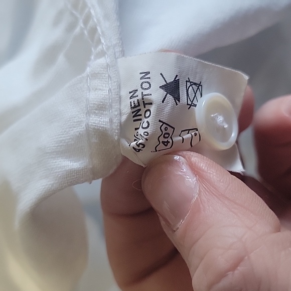 Camixa Women's white Linen blend button up size XS roll tab sleeve casual beach - Picture 5 of 9